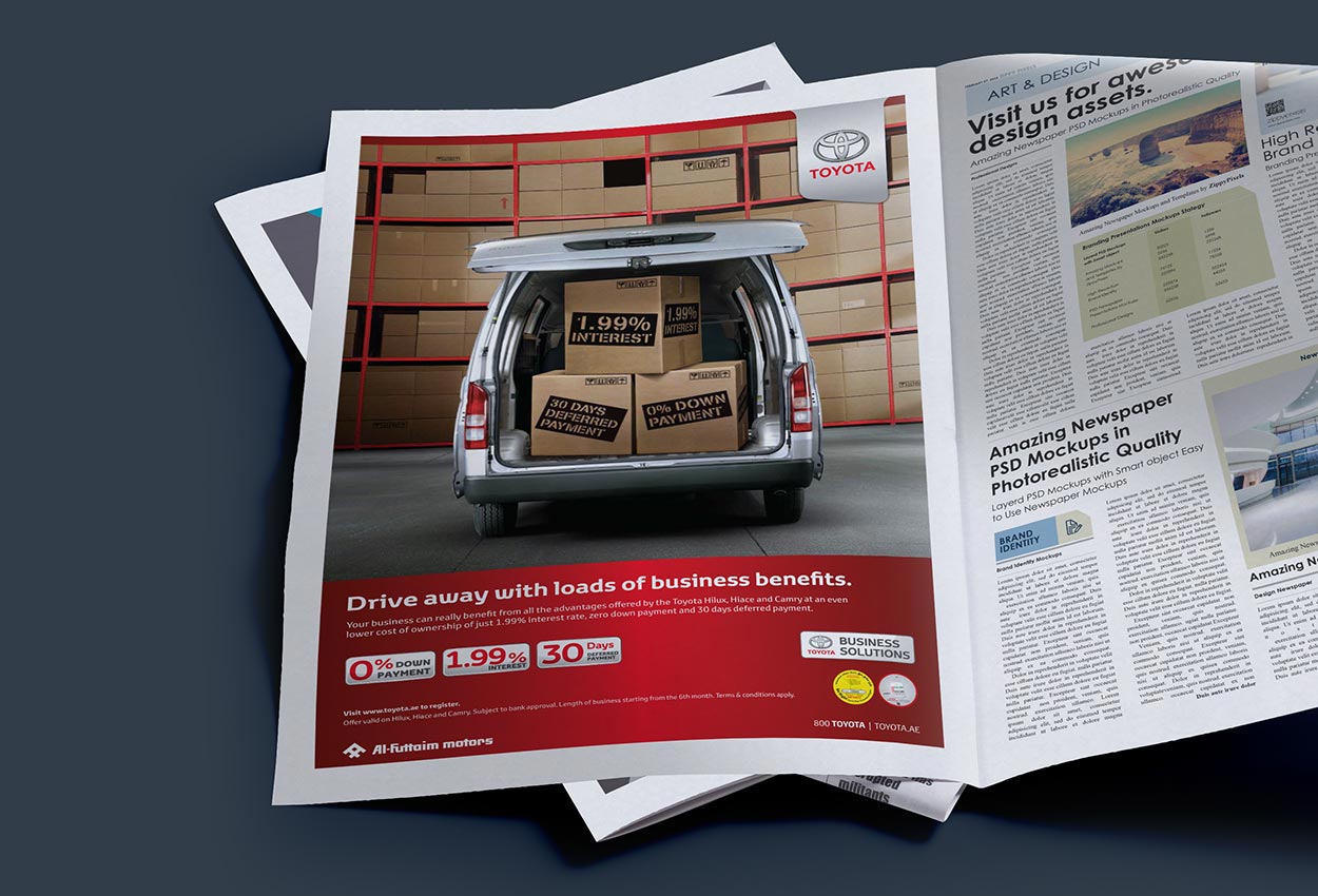 Newspaper ad Design for Toyota in Dubai